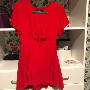 Lulus tie front mini dress red